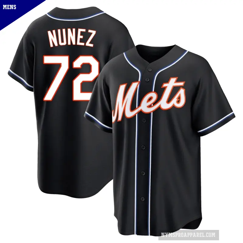 Men's No.72 Dedniel Nunez New York Mets Black Replica Fashion Out Jersey