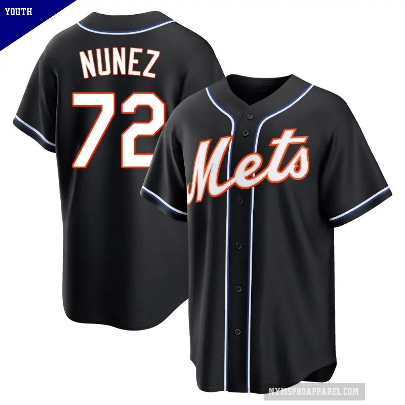 Youth No.72 Dedniel Nunez New York Mets Black Replica Fashion Out Jersey