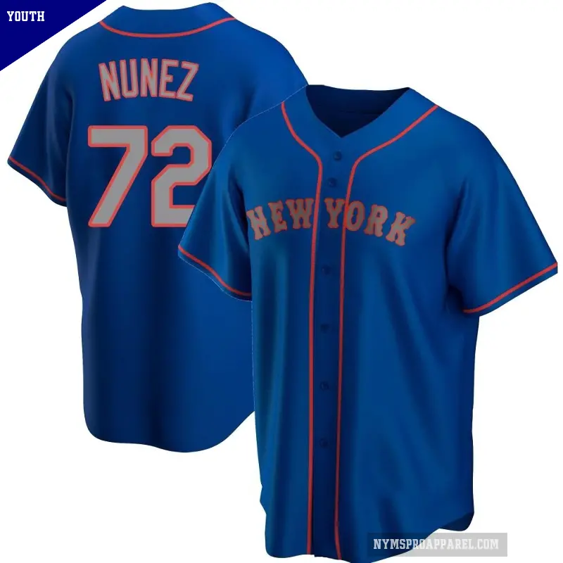 Youth No.72 Dedniel Nunez New York Mets Royal Replica Alternate Road Jersey